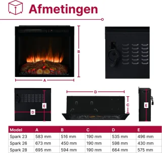 Dimplex Spark 28" Elektrische Inbouwhaard