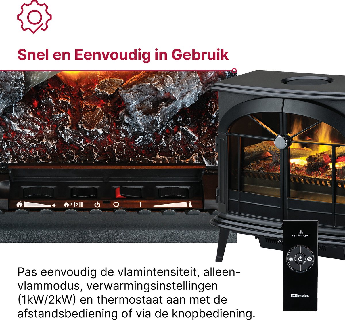 Dimplex Stockbridge Vrijstaande Elektrische Haard Zwart