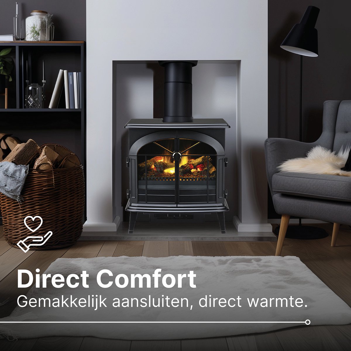 Dimplex Stockbridge Vrijstaande Elektrische Haard Zwart