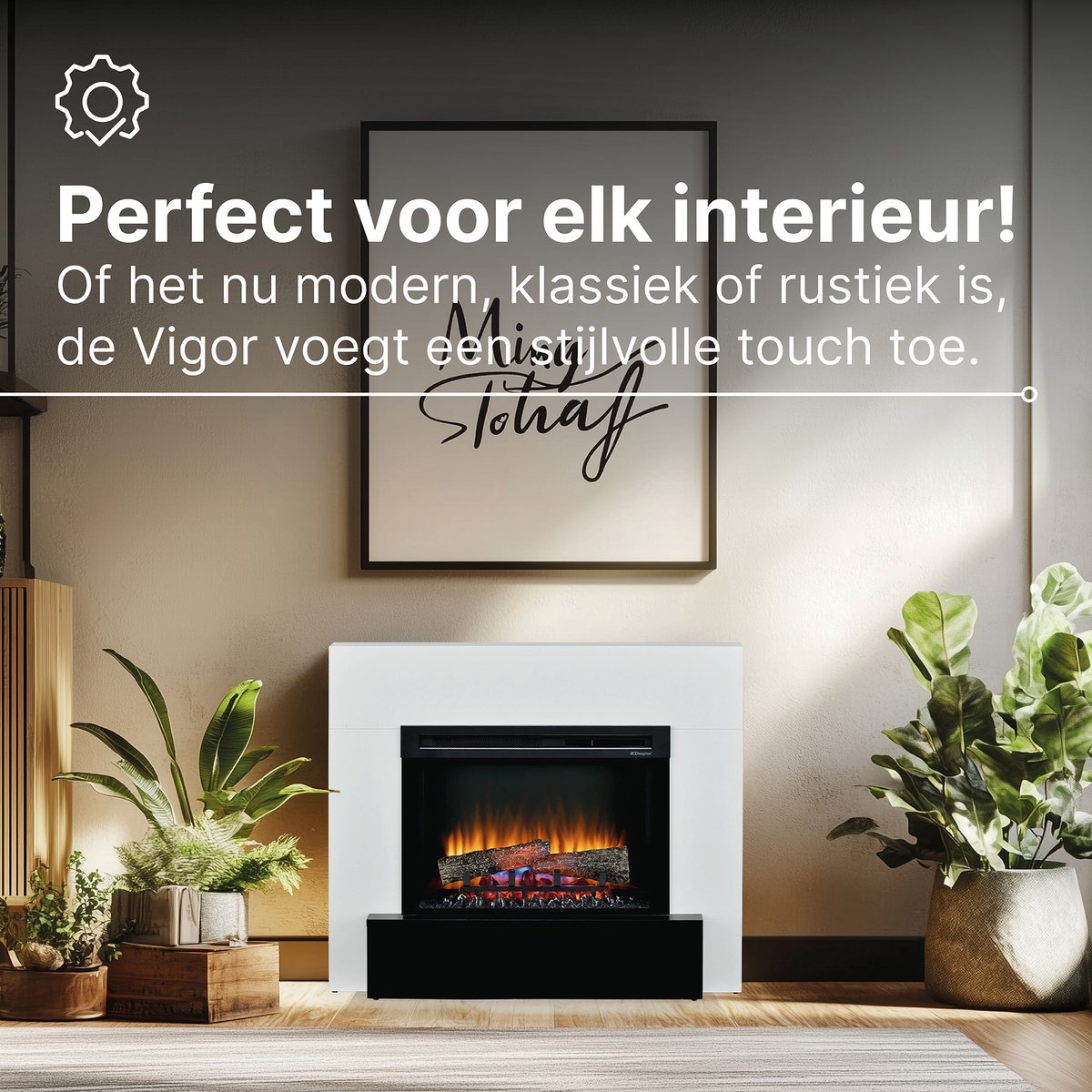 Dimplex Vigor Vrijstaande Elektrische Sfeerhaard Wit
