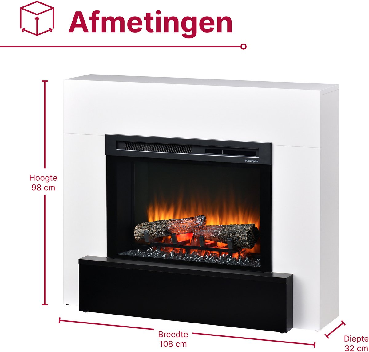 Dimplex Vigor Vrijstaande Elektrische Sfeerhaard Wit