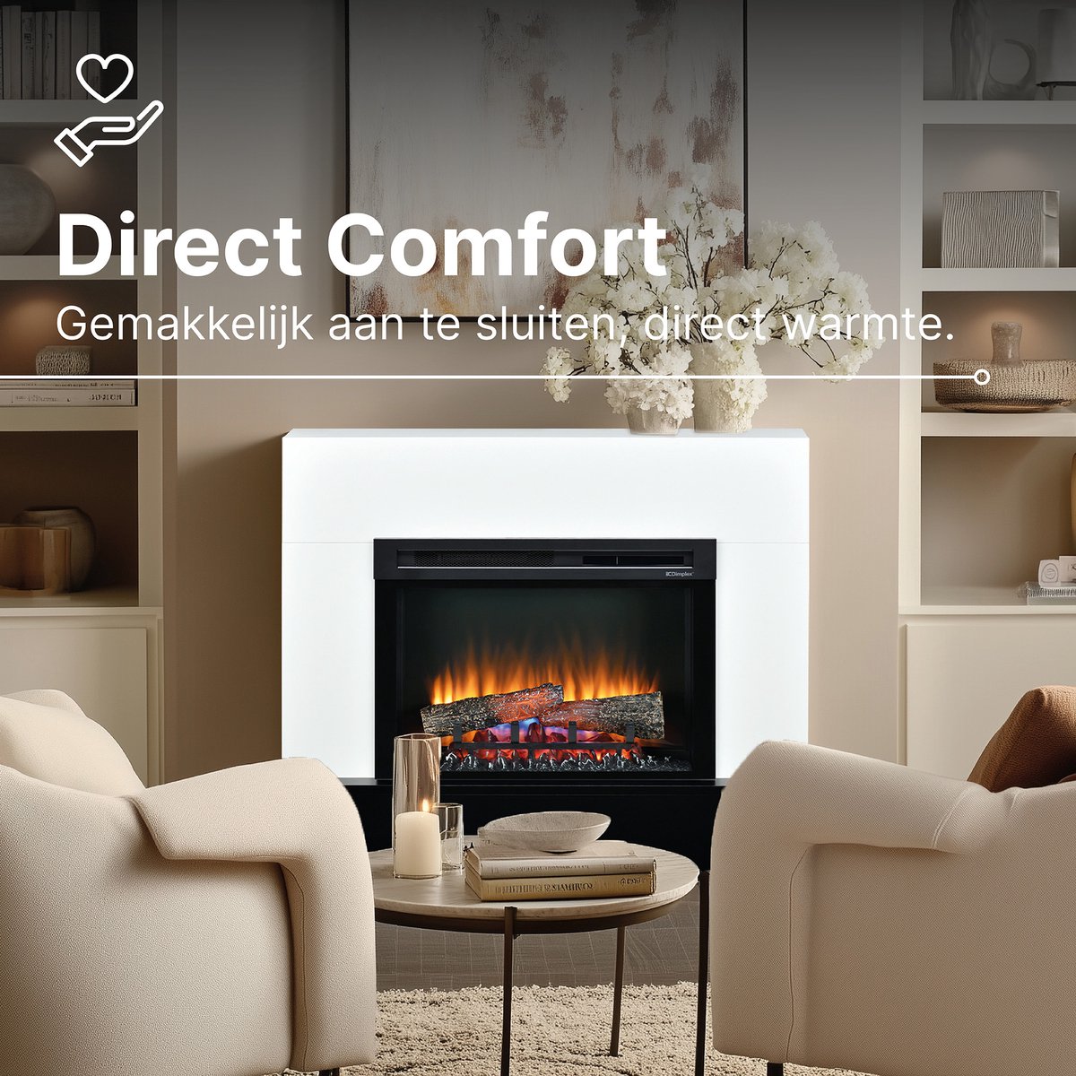 Dimplex Vigor Vrijstaande Elektrische Sfeerhaard Wit
