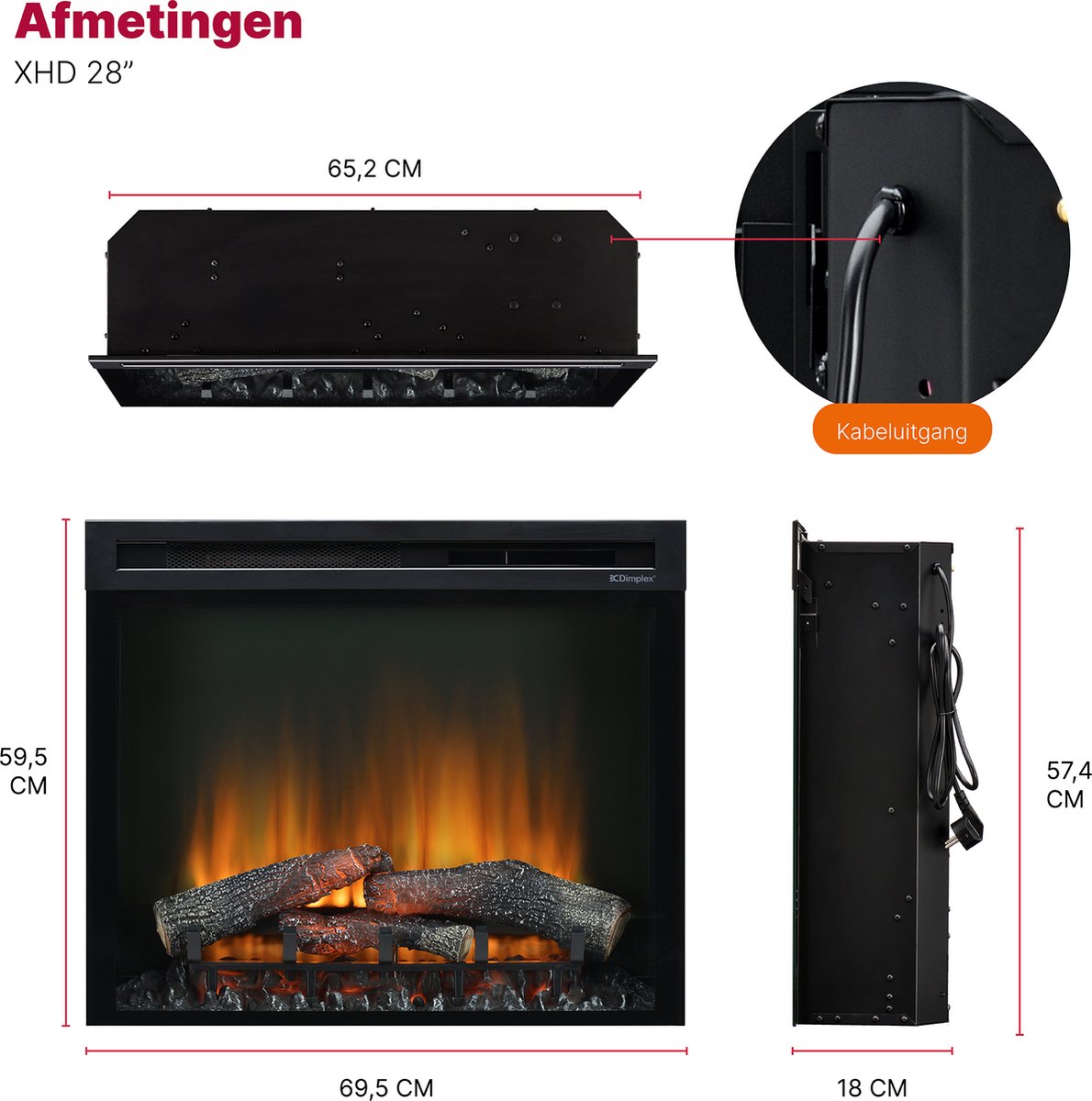Dimplex XHD 28 Elektrische Inbouw Sfeerhaard 71 cm