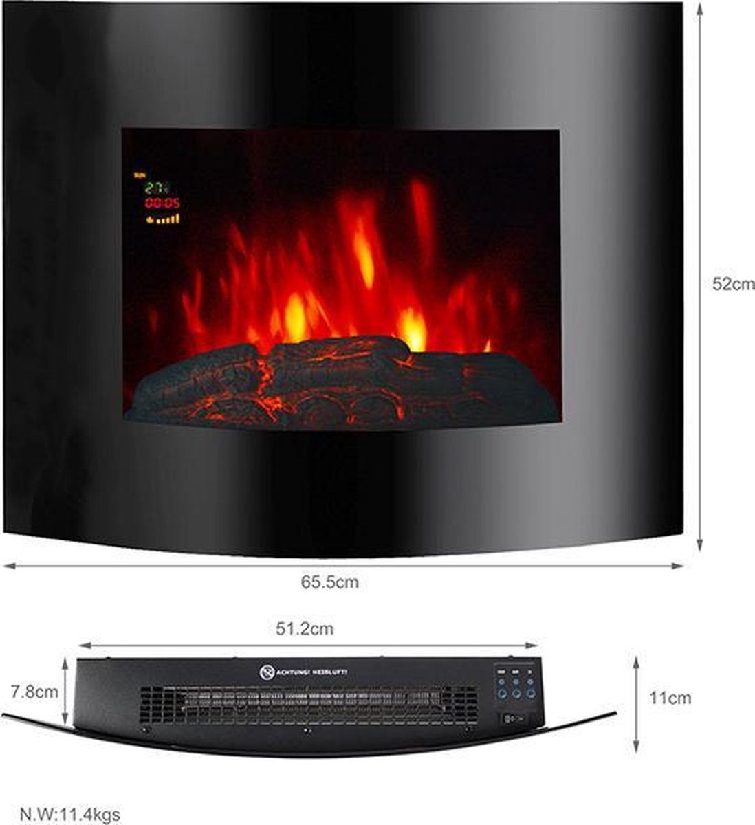 EL Fuego Aarau elektrische schoorsteen zwart 1800W