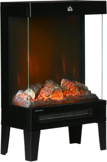 Elektrische haard, 1000 W / 2000 W, 40,5 × 20 × 62 cm, zwart