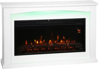 Elektrische haard 1000W/2000W, wit, 121 × 25 × 77 cm