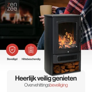 Elektrische haard 2000W zwart