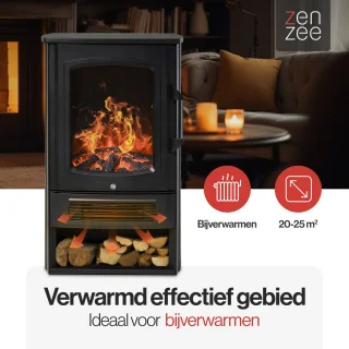 Elektrische haard 2000W zwart