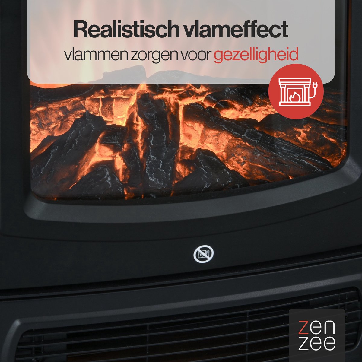 Elektrische haard 2000W zwart