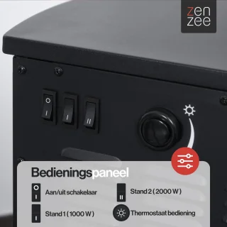 Elektrische haard 2000W zwart
