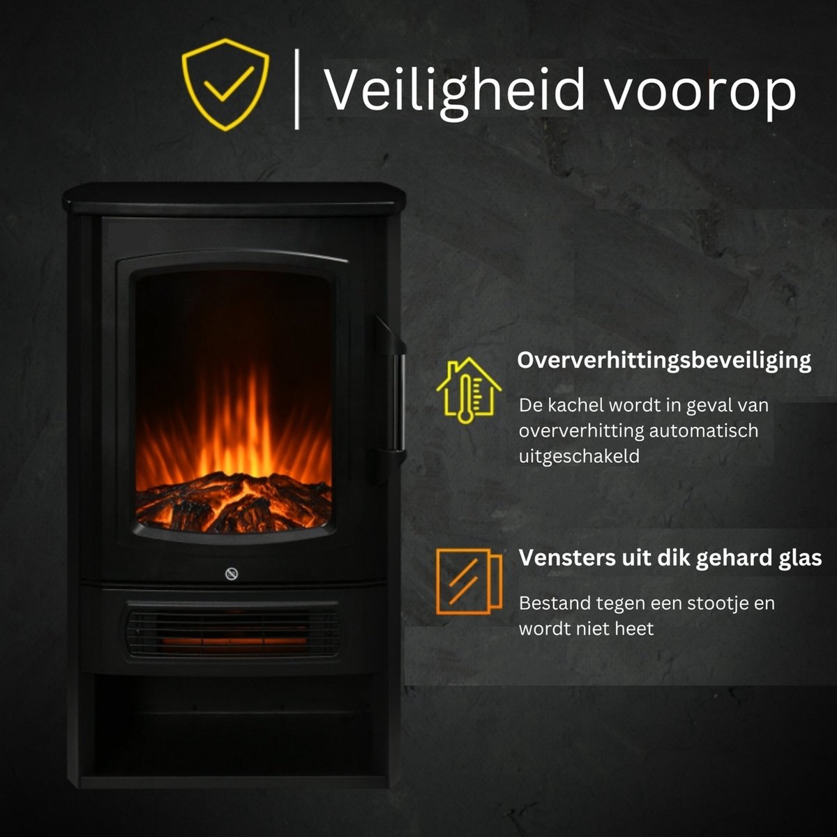 Elektrische haard 2000W zwart