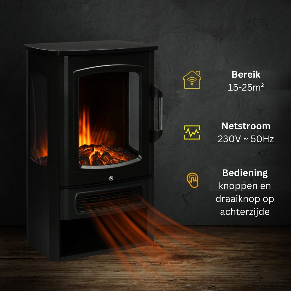 Elektrische haard 2000W zwart
