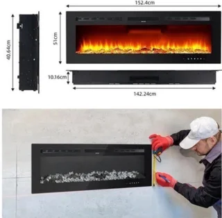 Elektrische haard 3D wandhaard sfeerverwarming LED – 152 cm