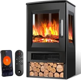 Elektrische haard 900W/1800W vrijstaand zwart