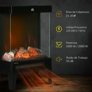 Elektrische Haard Draagbaar 1000W/2000W Zwart