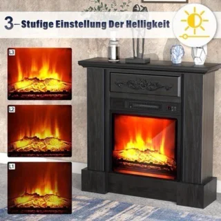 Elektrische haard – haardmeubel met tv-meubel – infrarood – zwart – 2000w