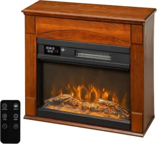 Elektrische haard met decoratieve schouw – bruin