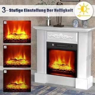 Elektrische haard met haardmeubel – wit MDF en metaal