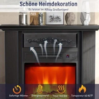 Elektrische haard met tv-meubel in het zwart, 2000w