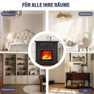 Elektrische haard met tv-meubel, zwart, 2000w