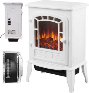 Elektrische haard met verwarming 2 standen wit
