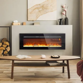 Elektrische haard met wandmontage en afstandsbediening