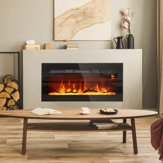 Elektrische haard met wandmontage en afstandsbediening