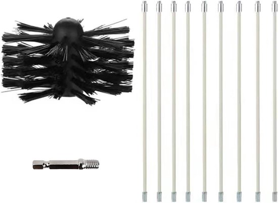 Elektrische haard schoorsteenborstelset 41 cm zwart