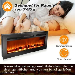 Elektrische Haard – Sfeerkachel – Inbouwhaard – Wandhaard – Vrijstaande Haard – 2000W Verwarming – Instelbare 3D Vlam Kleuren