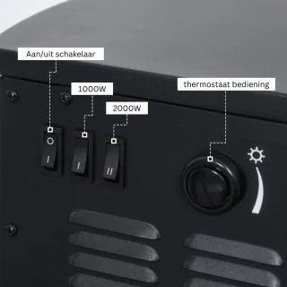 Elektrische haard vrijstaand zwart 2000W