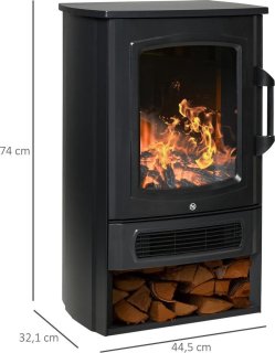 Elektrische haard vrijstaand zwart 2000W