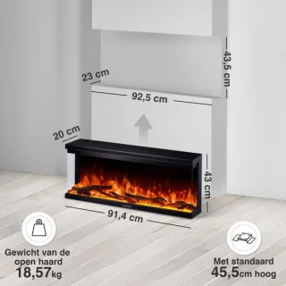 Elektrische haard wandmontage 36 inch zwart