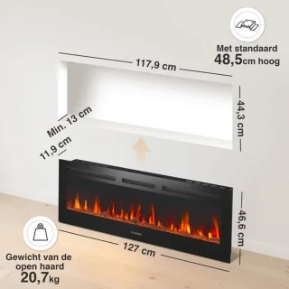 Elektrische haard wandmontage 50 inch met 3D-vlameffect