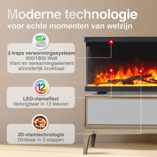 Elektrische haard wandmontage 50 inch zwart