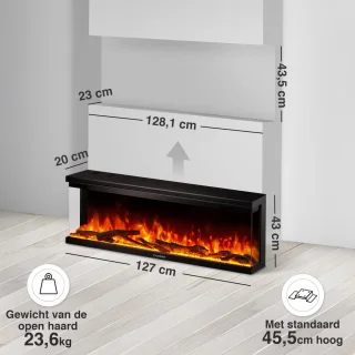 Elektrische haard wandmontage 50 inch zwart