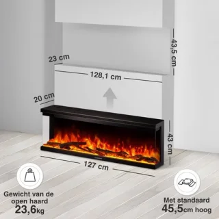 Elektrische haard wandmontage 50 inch zwart