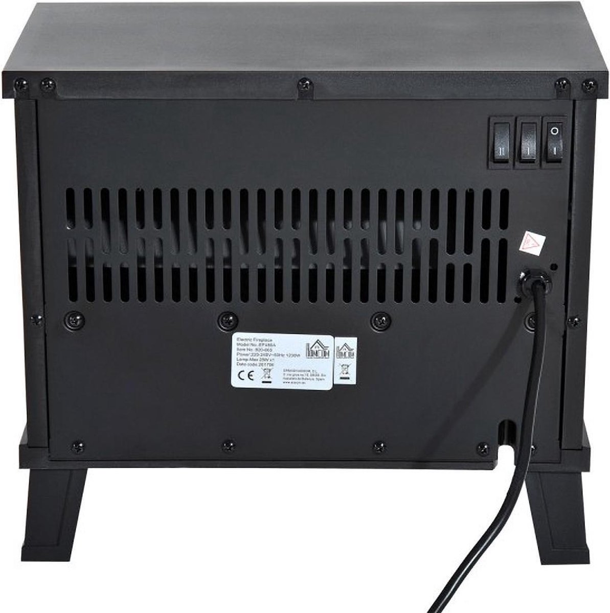 Elektrische haard zwart 1200W vrijstaand