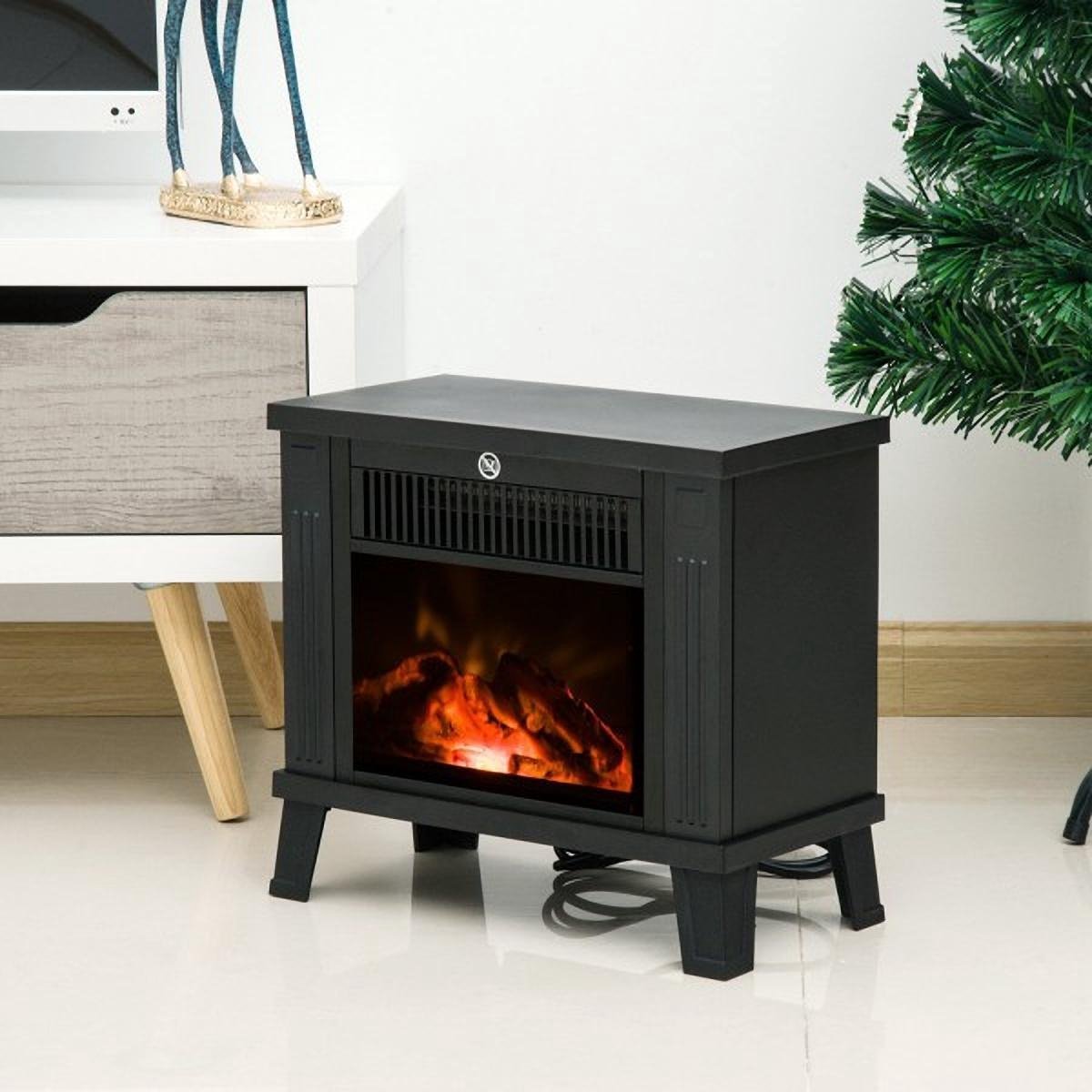 Elektrische haard zwart 1200W vrijstaand