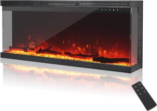 Elektrische inbouwhaard 40 inch Panorama 3-zijdig Zwart