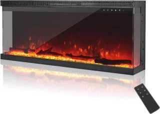 Elektrische inbouwhaard 40 inch Panorama 3-zijdig Zwart