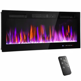 Elektrische inbouwhaard - elektrische wandhaard - 106,7 x 47 cm - zwart
