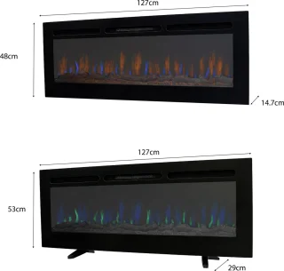 Elektrische Inbouwhaard Wandhaard 152x16x53 cm