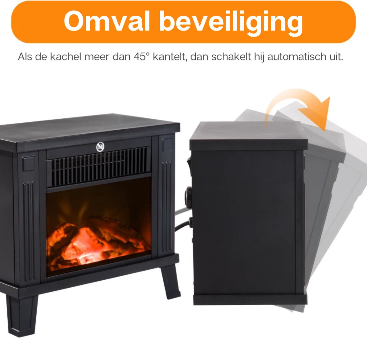 Elektrische kachel 1200W zwart