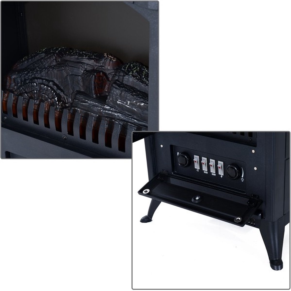 Elektrische kachel haard 1000/2000W zwart
