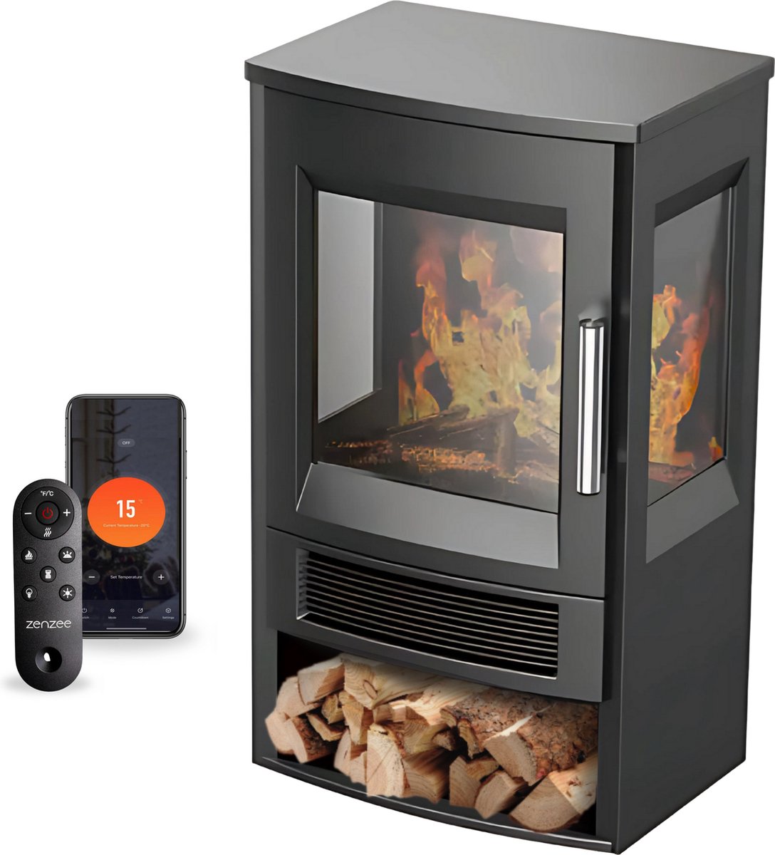 Elektrische kachel WiFi 1800W zwart