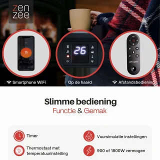 Elektrische kachel WiFi 1800W zwart