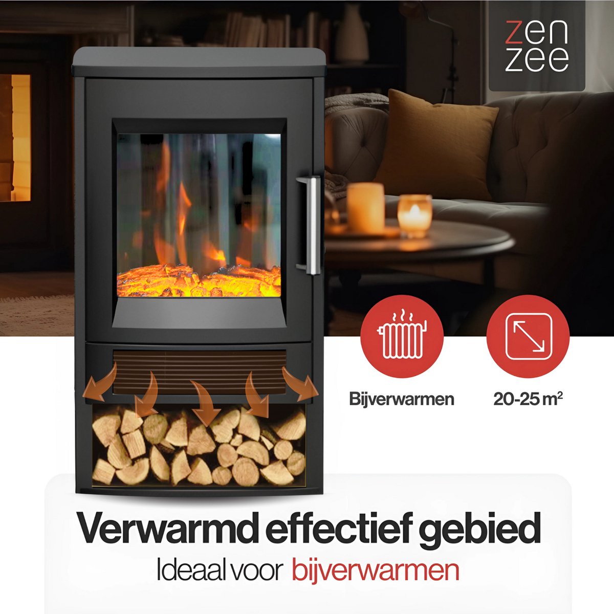 Elektrische kachel WiFi 1800W zwart