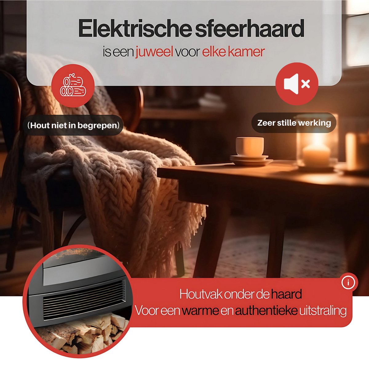Elektrische kachel WiFi 1800W zwart