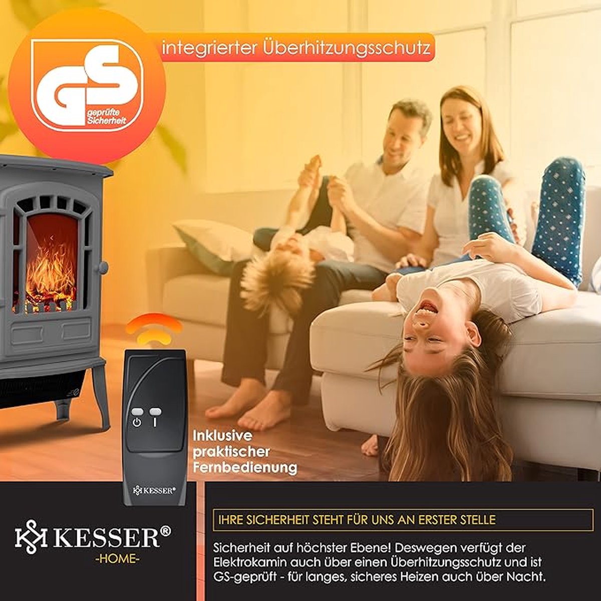 Elektrische open haard met ventilatorkachel en afstandsbediening grijs 2000W
