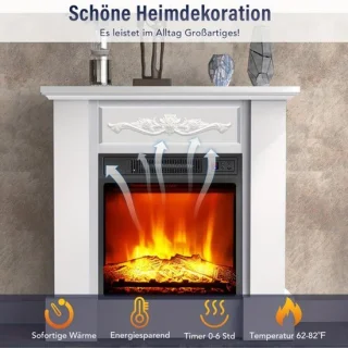 Elektrische Open Haard TV-meubel wit MDF/metaal